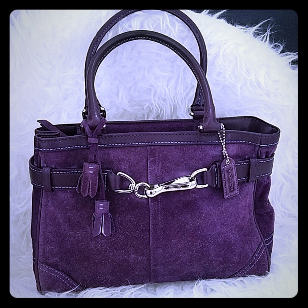 Coach purple suede top handle bag